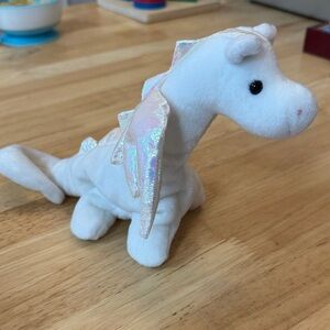 Ty White Plush Dragon MAGIC with Shiny Wings, original & original owner